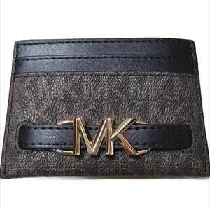 Michael Kors Brown/Black With Gold Hardware MK Logo Design Women's Card Case